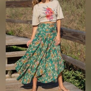 Natural Life Feelin’ Alive Convertible Skirt Turquoise Floral